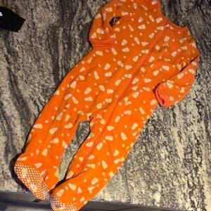 Joe Fresh Orange Candy Corn Print Footed One-Piece